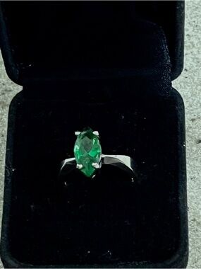 Emerald Green Marquise 925 Silver Solitaire Ring - Women Jewelry